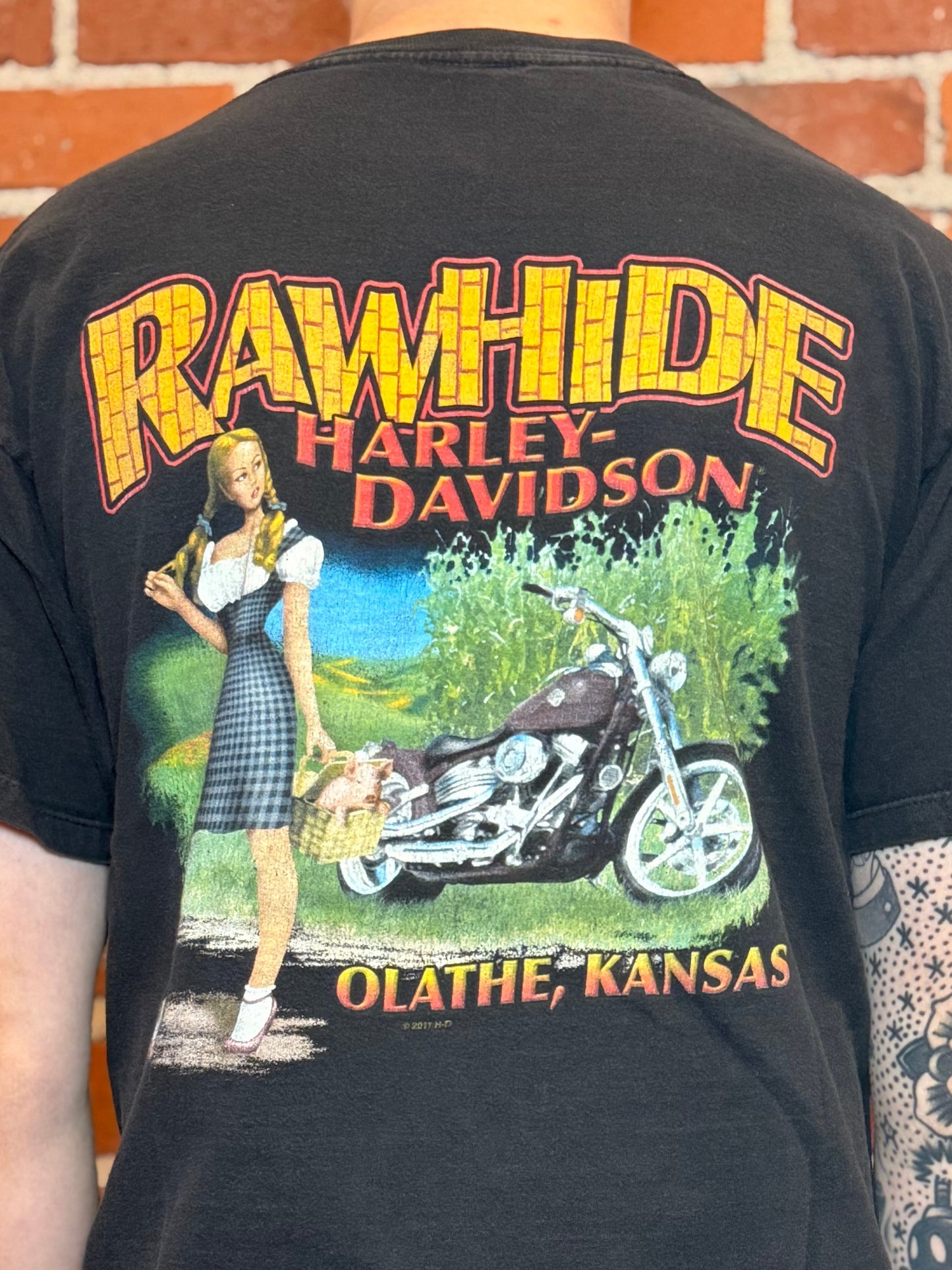 (L) Harley‑Davidson Rawhide Olathe KS Eagle + Flag Tee