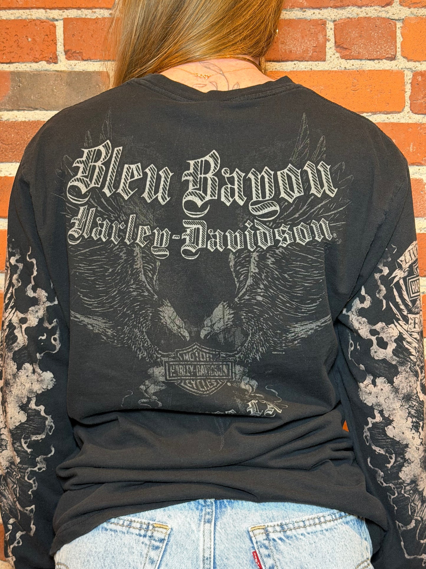 (L) 2014 Women’s Harley‑Davidson Bleu Bayou Houma LA Long Sleeve Tee