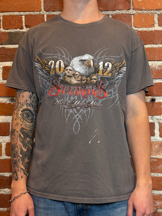 (L) 2012 Sturgis Black Hills Rally 72nd Anniversary Eagle + Mount Rushmore Tee