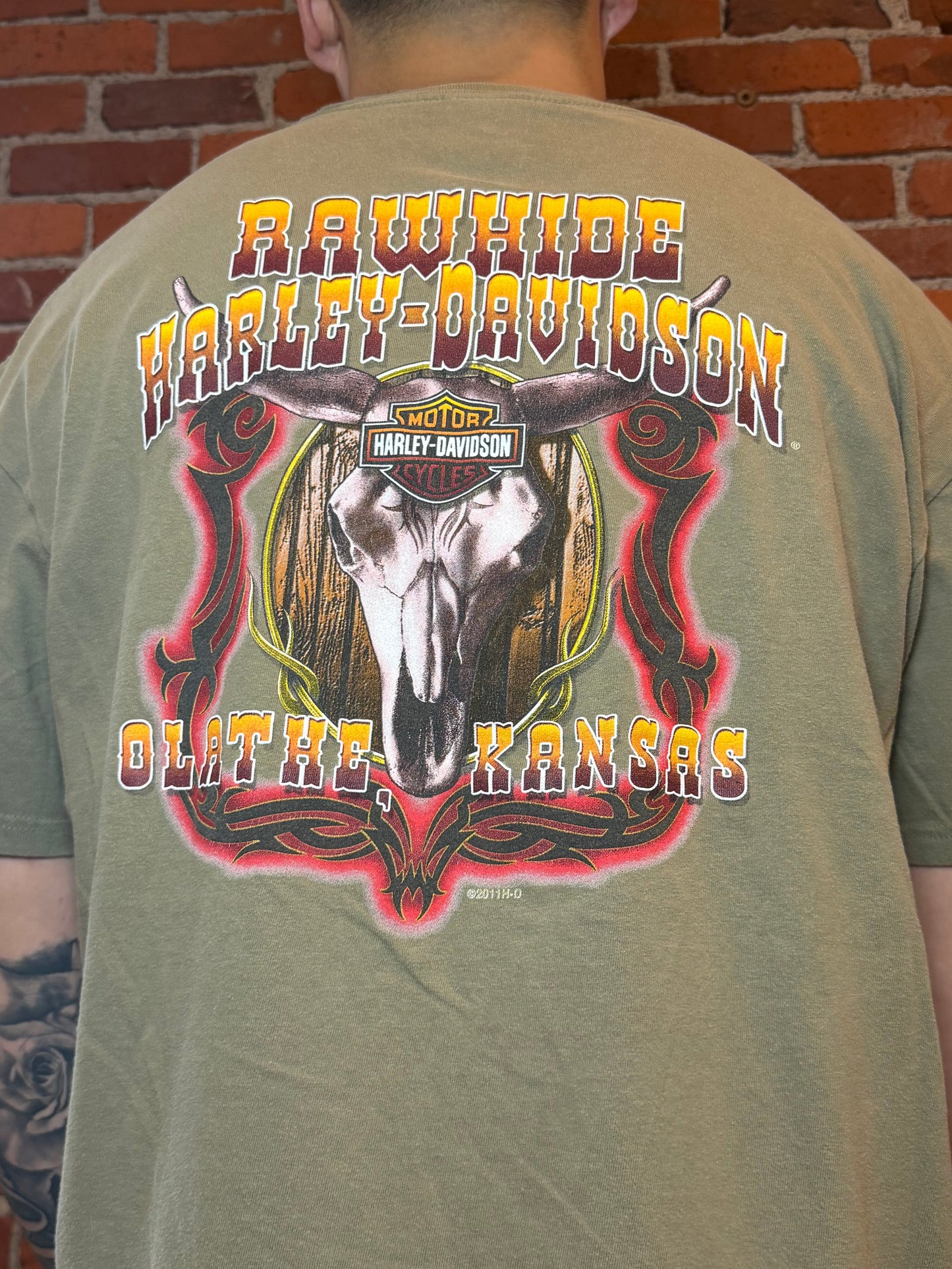 (2XL) Harley‑Davidson Rawhide Olathe KS Steer Skull Tee