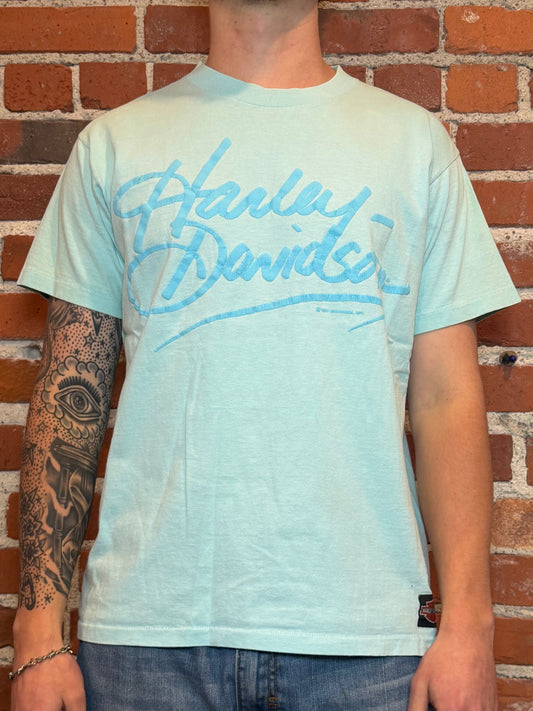 (L) 1991 Harley‑Davidson Frieze Belleville IL Script Tee