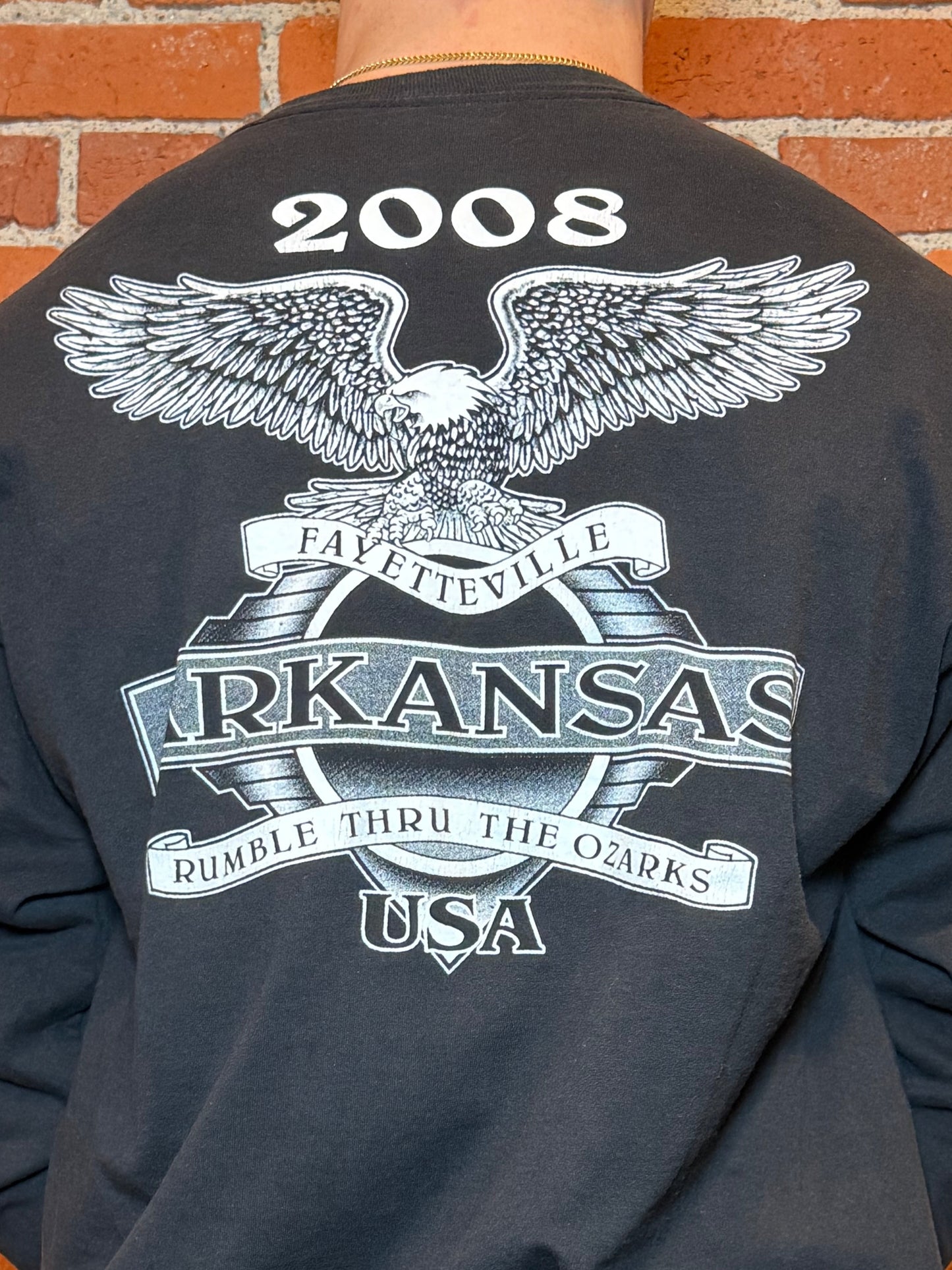 (XL) 2008 Rumble Thru The Ozarks – Fayetteville, Arkansas Long Sleeve Biker Tee