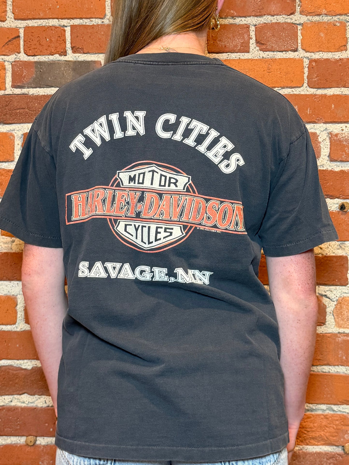 (M) 1992 Harley‑Davidson Twin Cities Savage MN Eagle Tee