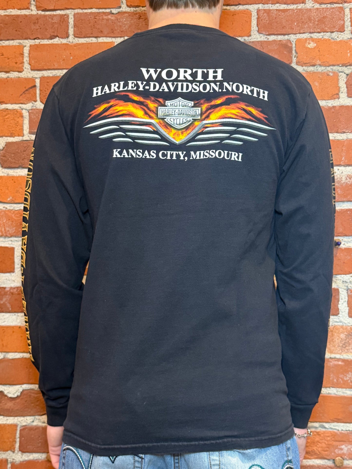 (L) Harley‑Davidson Worth North Kansas City MO Long Sleeve Flame Tee