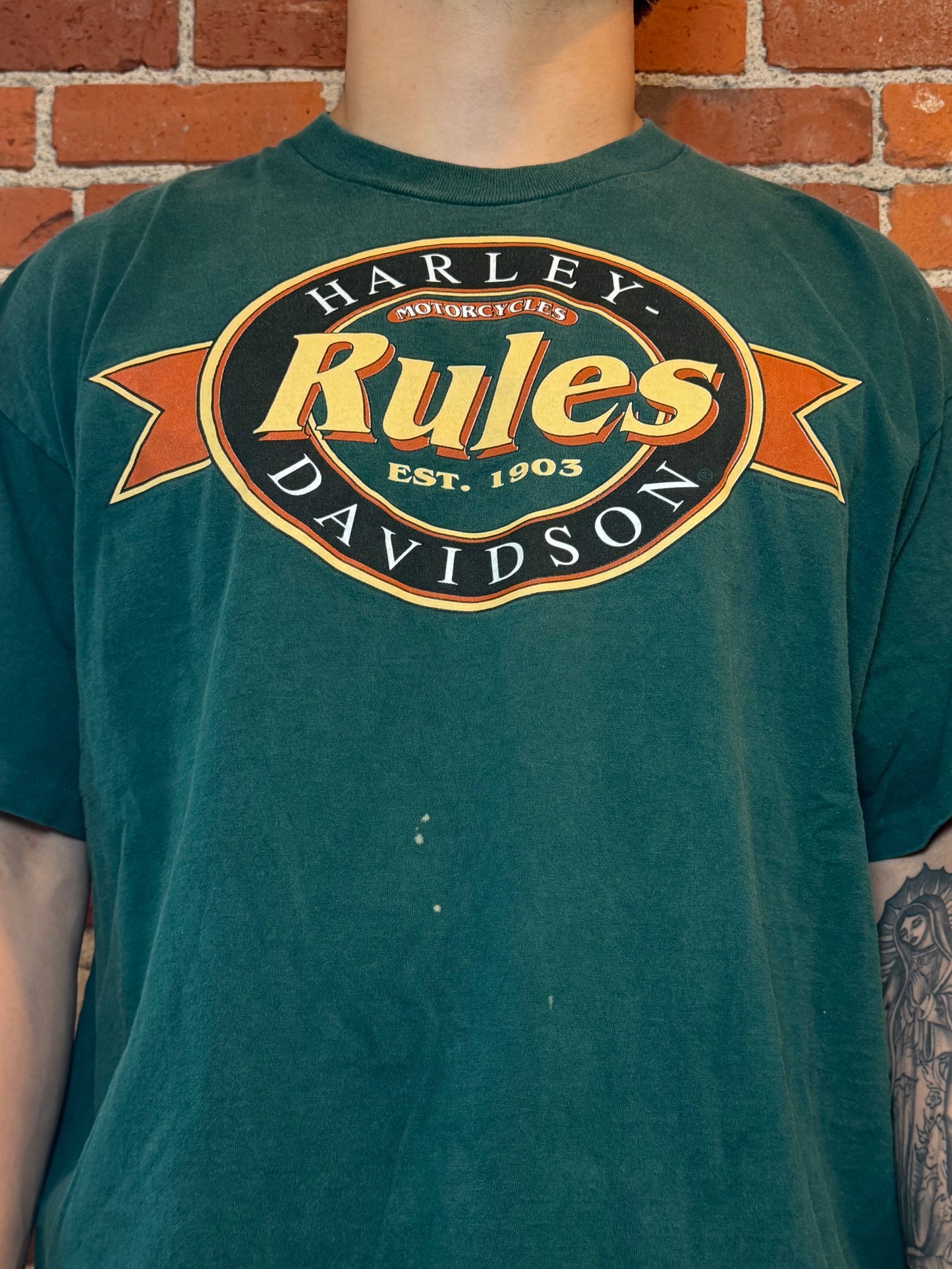 (2XL) Harley‑Davidson Rawhide Olathe KS “Biker Girl / Harley Rules” 90s Tee