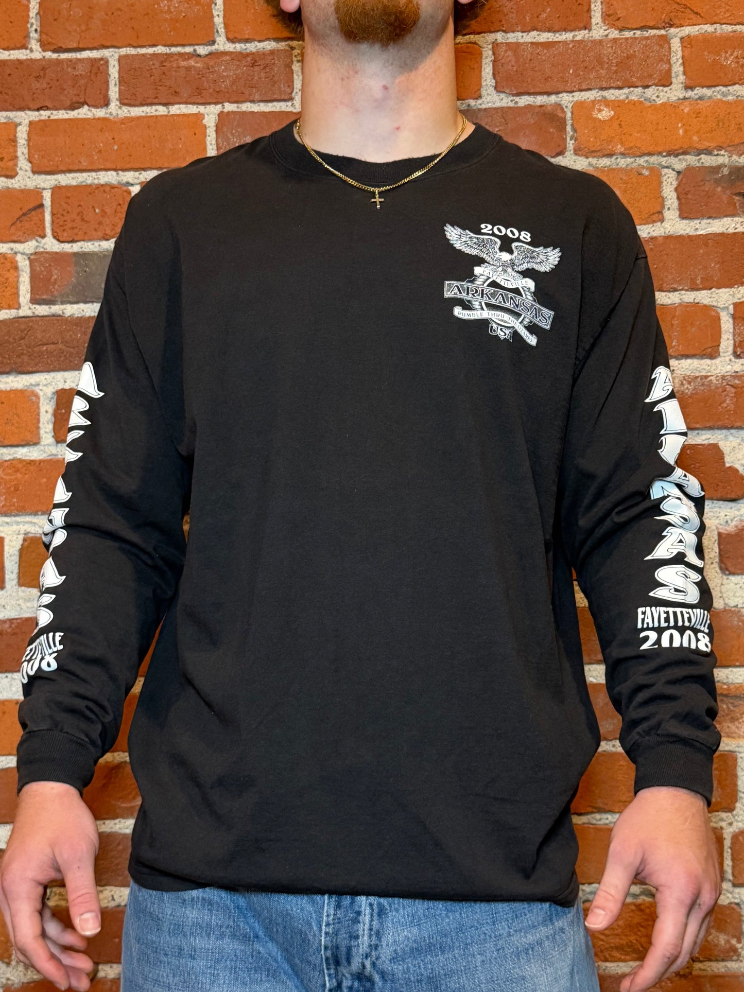 (XL) 2008 Rumble Thru The Ozarks – Fayetteville, Arkansas Long Sleeve Biker Tee