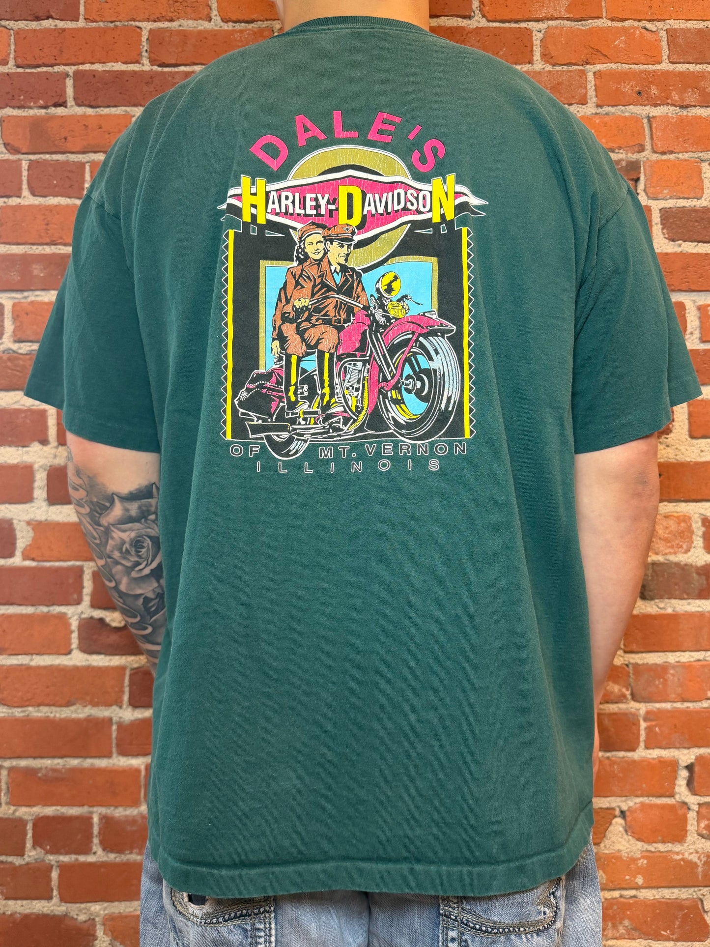 (2XL) Harley‑Davidson Rawhide Olathe KS “Biker Girl / Harley Rules” 90s Tee