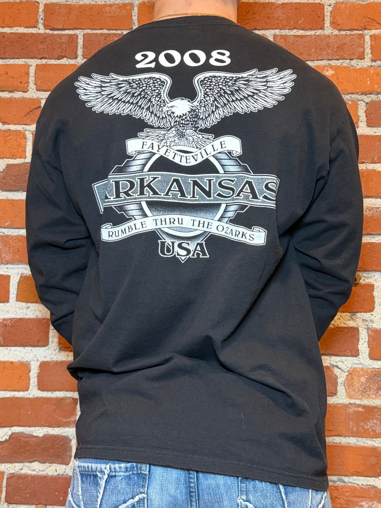 (XL) 2008 Rumble Thru The Ozarks – Fayetteville, Arkansas Long Sleeve Biker Tee