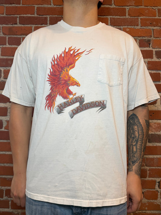 (2XL) 2001 Harley‑Davidson Flaming Eagle Pocket Tee