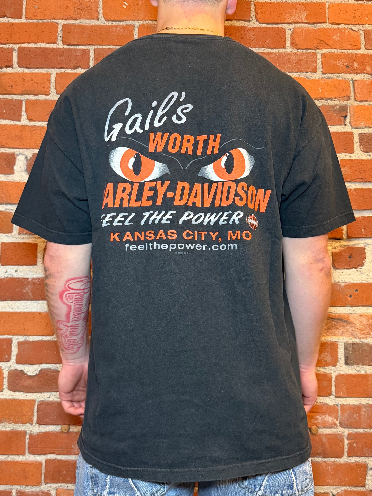 (2XL) 2003 Harley‑Davidson Gail’s Kansas City Flame Tee