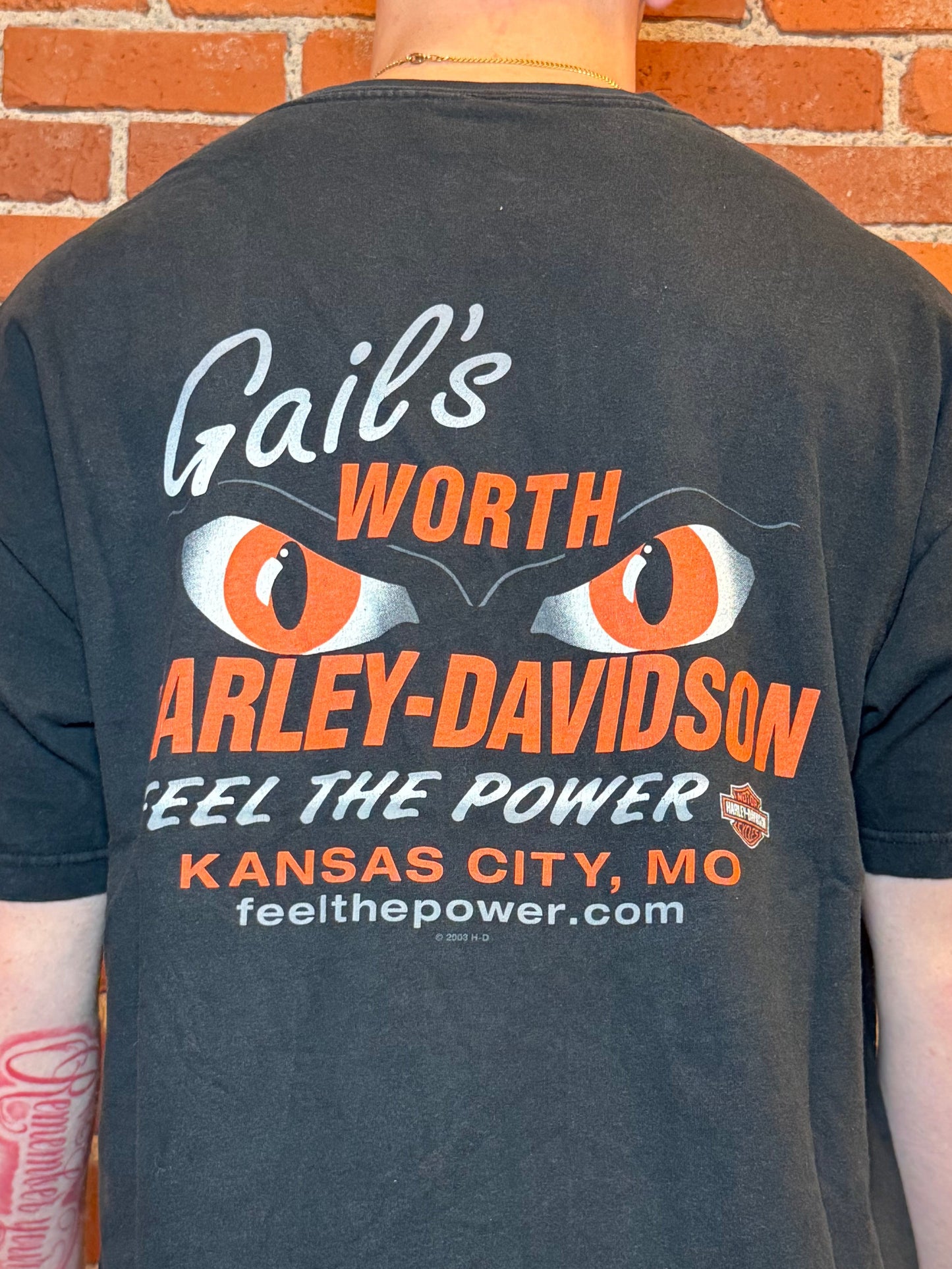(2XL) 2003 Harley‑Davidson Gail’s Kansas City Flame Tee