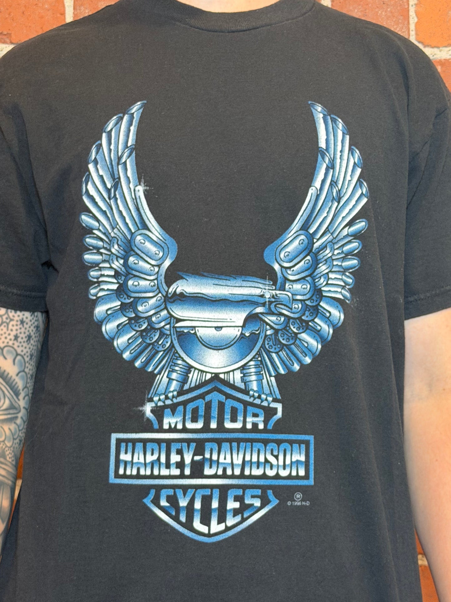 (L) 1996 Harley‑Davidson Engine Wing Eagle Tee