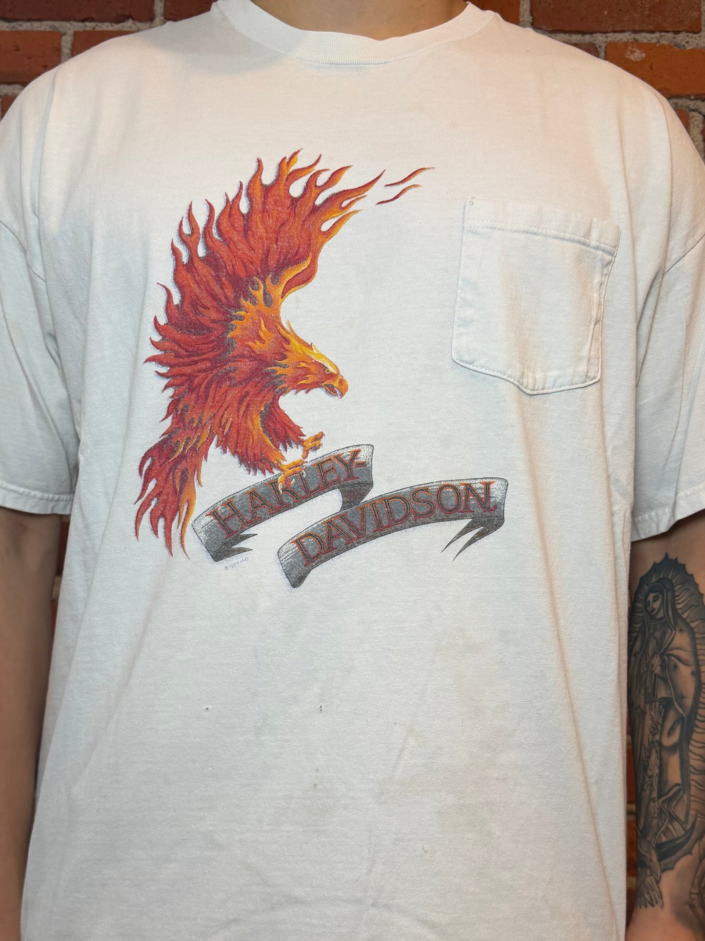 (2XL) 2001 Harley‑Davidson Flaming Eagle Pocket Tee