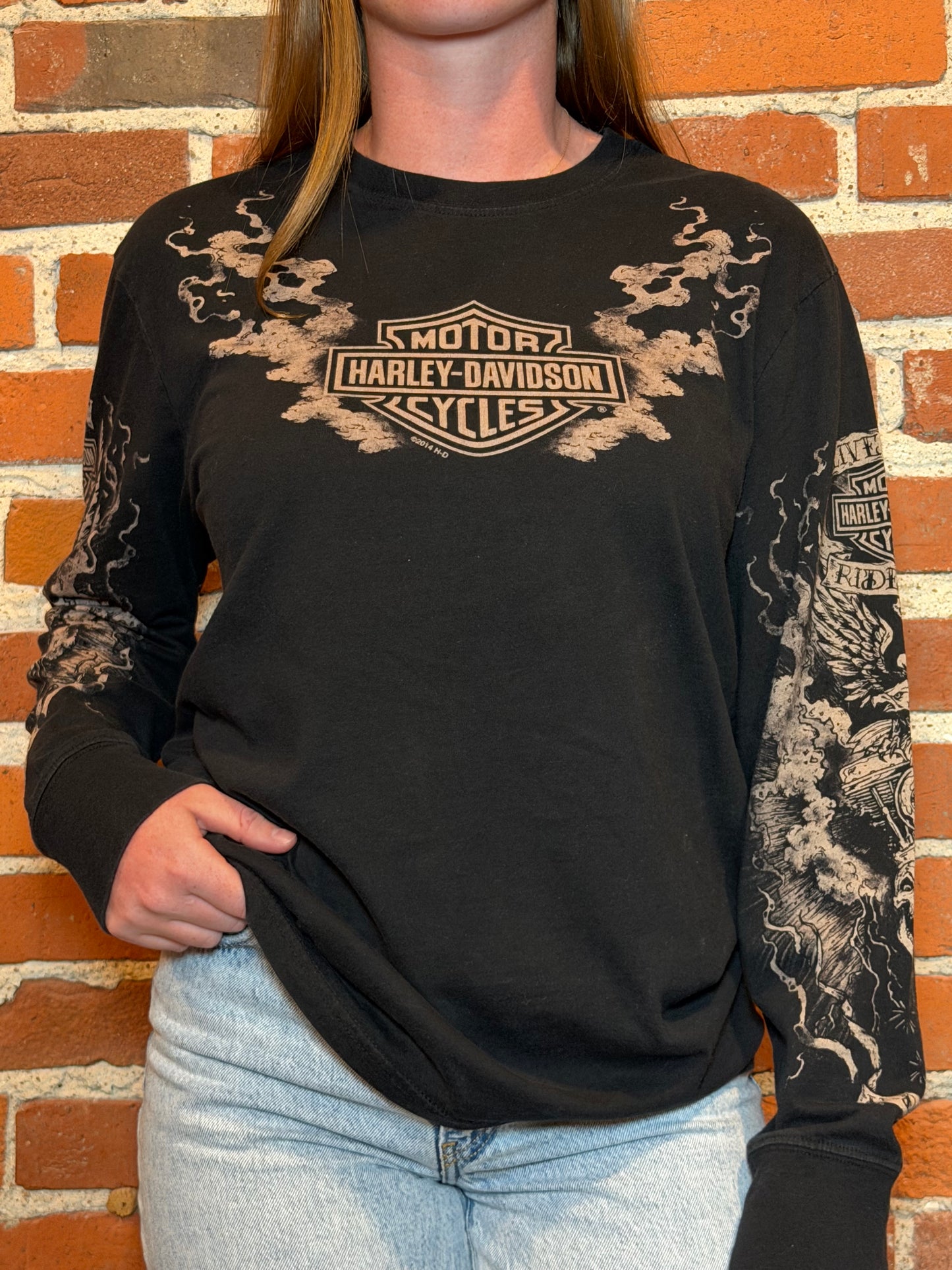(L) 2014 Women’s Harley‑Davidson Bleu Bayou Houma LA Long Sleeve Tee