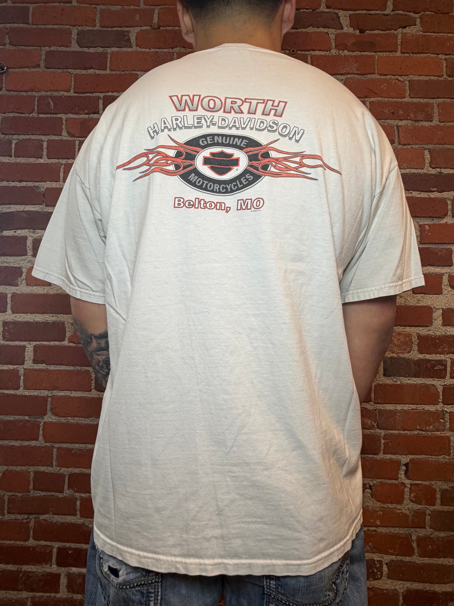 (2XL) 2001 Harley‑Davidson Flaming Eagle Pocket Tee