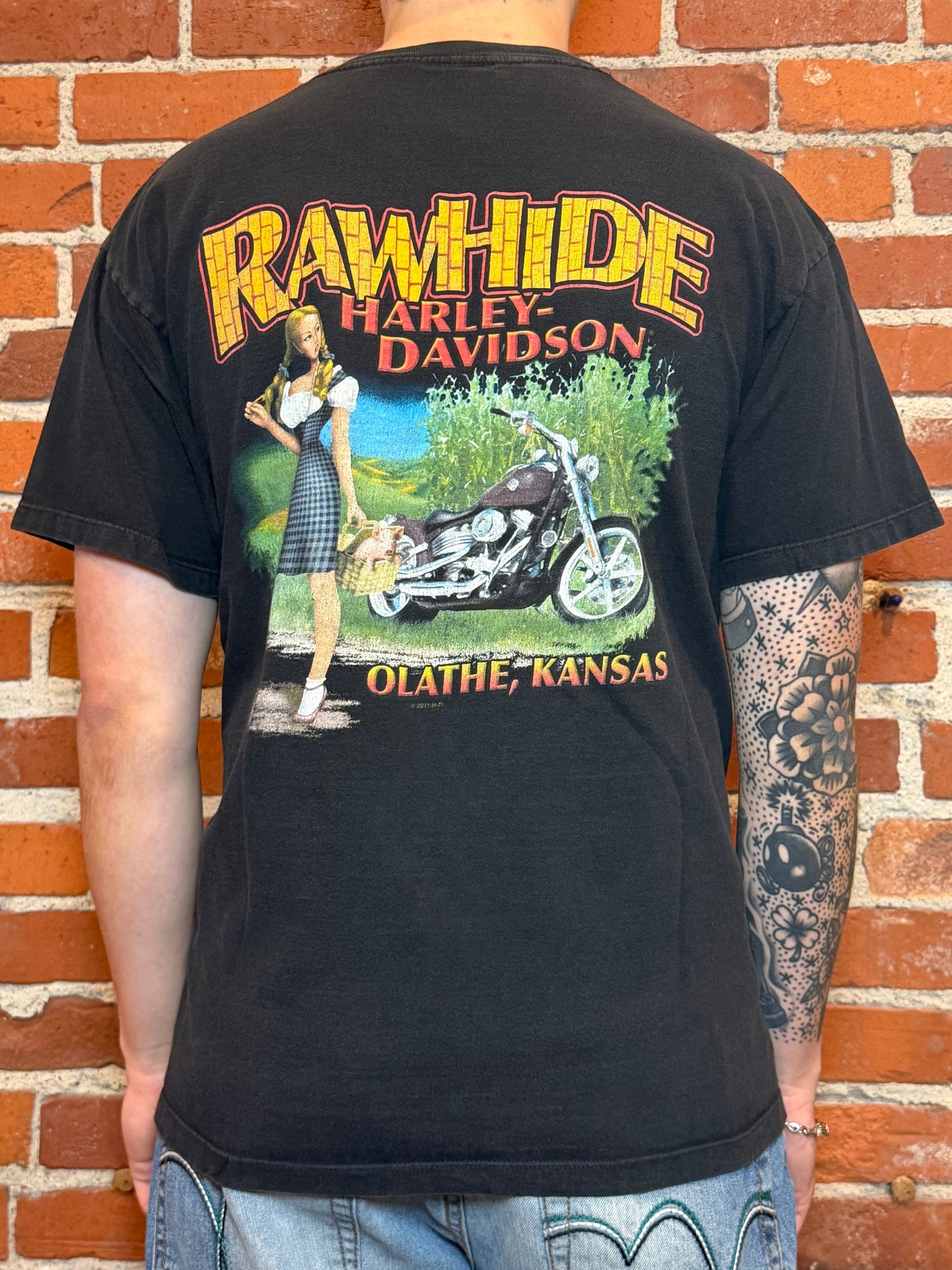 (L) Harley‑Davidson Rawhide Olathe KS Eagle + Flag Tee