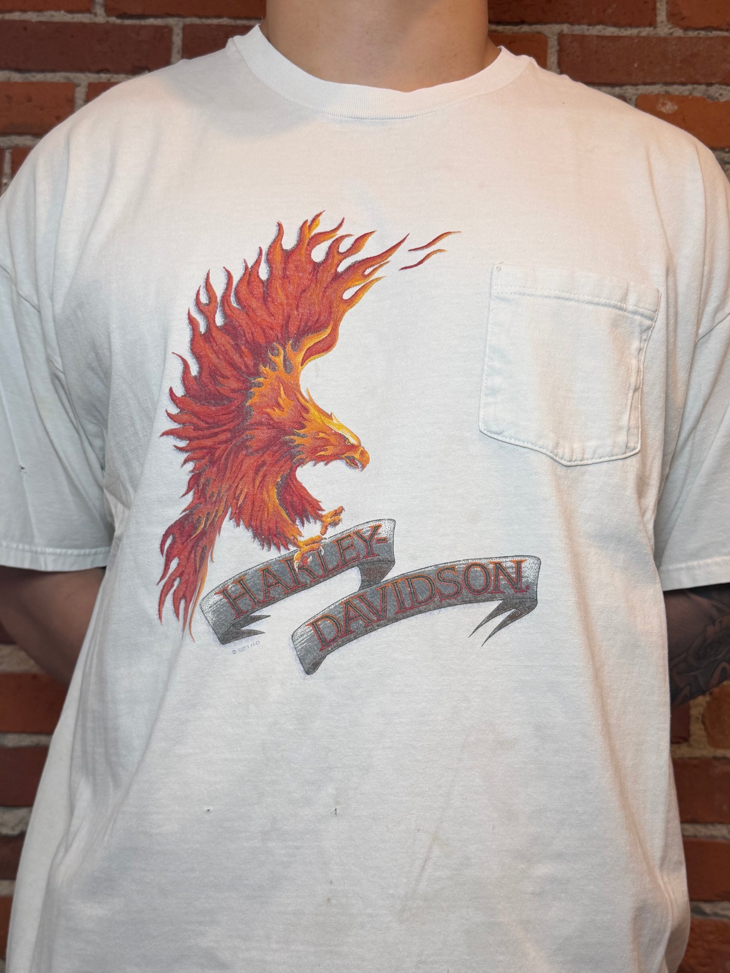 (2XL) 2001 Harley‑Davidson Flaming Eagle Pocket Tee
