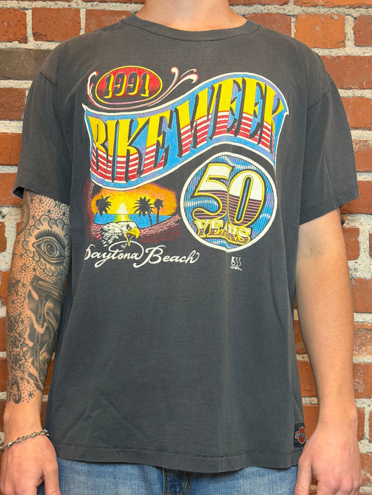 (XL) 1991 Harley‑Davidson Daytona Beach 50th Bike Week Tee